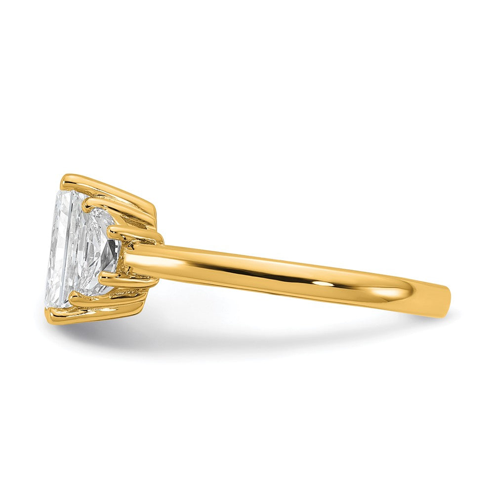 14k 1/2ct Lab Grown Diamond VS/SI+ G+ 1/2 Moon 2ct Radiant Semi Eng Ring