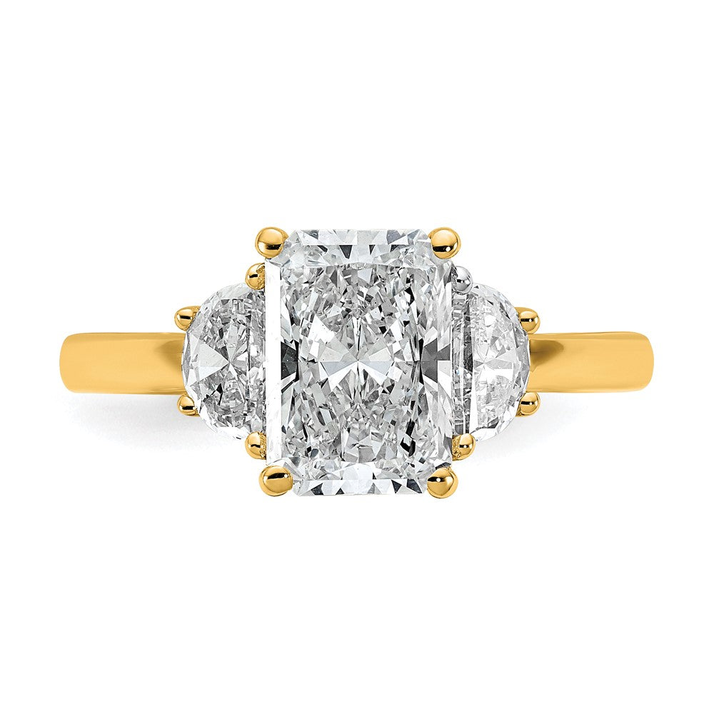 14k 1/2ct Lab Grown Diamond VS/SI+ G+ 1/2 Moon 2ct Radiant Semi Eng Ring