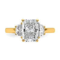 14k 1/2ct Lab Grown Diamond VS/SI+ G+ 1/2 Moon 2ct Radiant Semi Eng Ring
