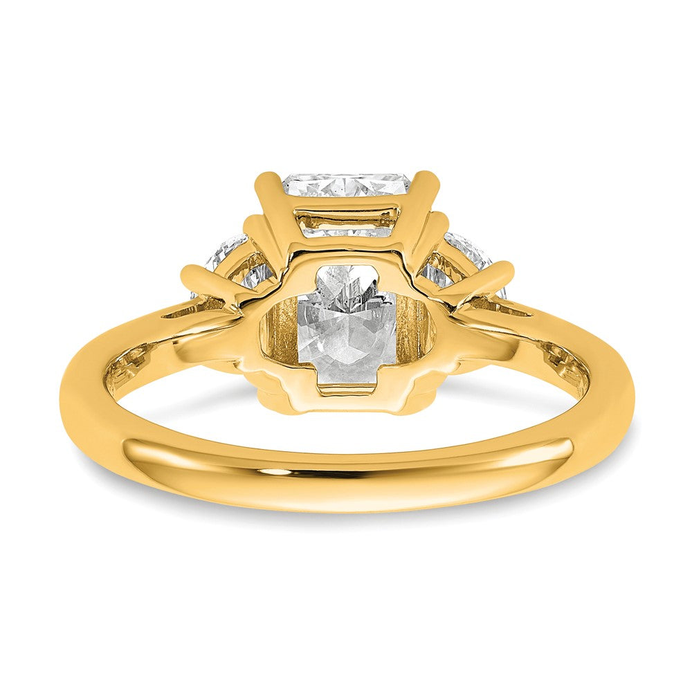 14k 1/2ct Lab Grown Diamond VS/SI+ G+ 1/2 Moon 2ct Radiant Semi Eng Ring