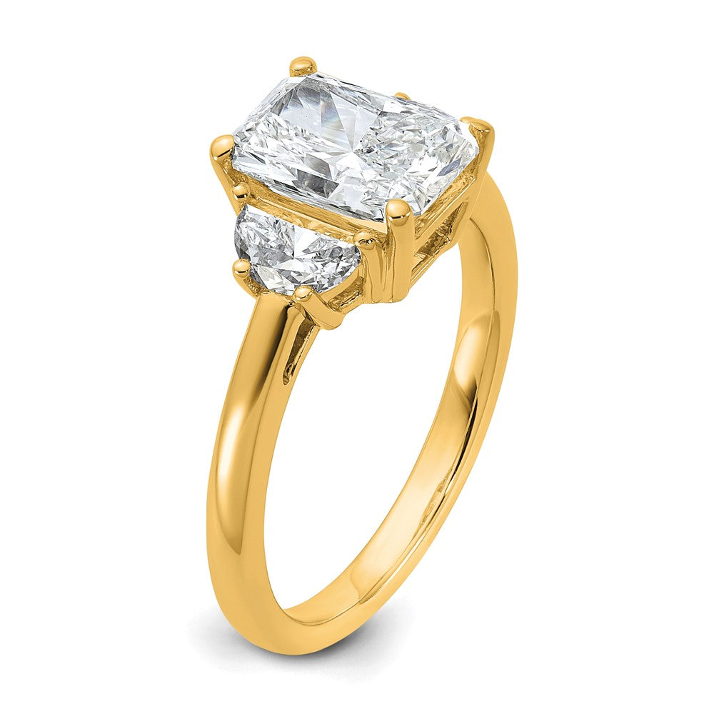 14k 1/2ct Lab Grown Diamond VS/SI+ G+ 1/2 Moon 2ct Radiant Semi Eng Ring