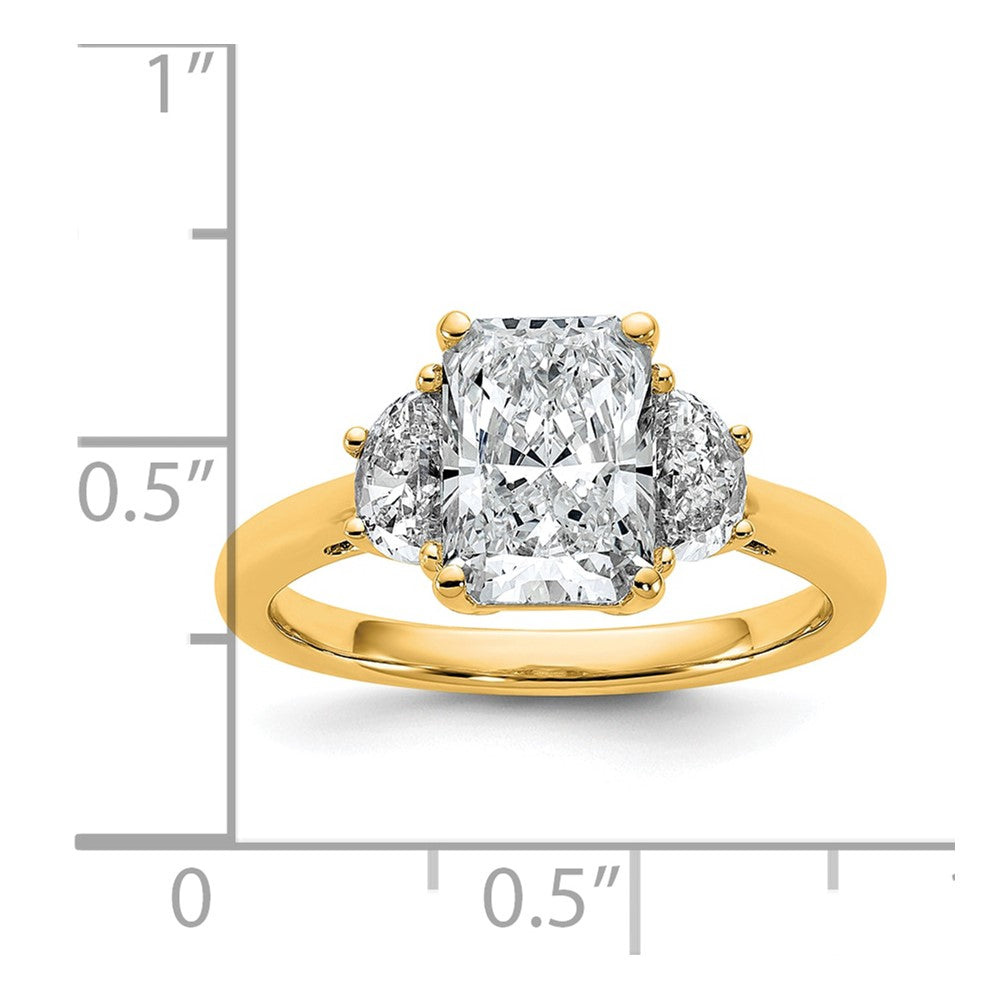 14k 1/2ct Lab Grown Diamond VS/SI+ G+ 1/2 Moon 2ct Radiant Semi Eng Ring
