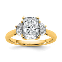 14k 1/2ct Lab Grown Diamond VS/SI+ G+ 1/2 Moon 2ct Radiant Semi Eng Ring