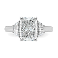 14kw 3 1/8ct Cert Lab Grown Dia VS+ F+ Radiant&1/2 Moon Comp Eng Ring
