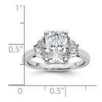 14kw 3 1/8ct Cert Lab Grown Dia VS+ F+ Radiant&1/2 Moon Comp Eng Ring