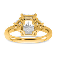 14k 3 1/8ct Cert Lab Grown Dia VS/SI+ G+ Radiant&1/2 Moon Comp Eng Ring