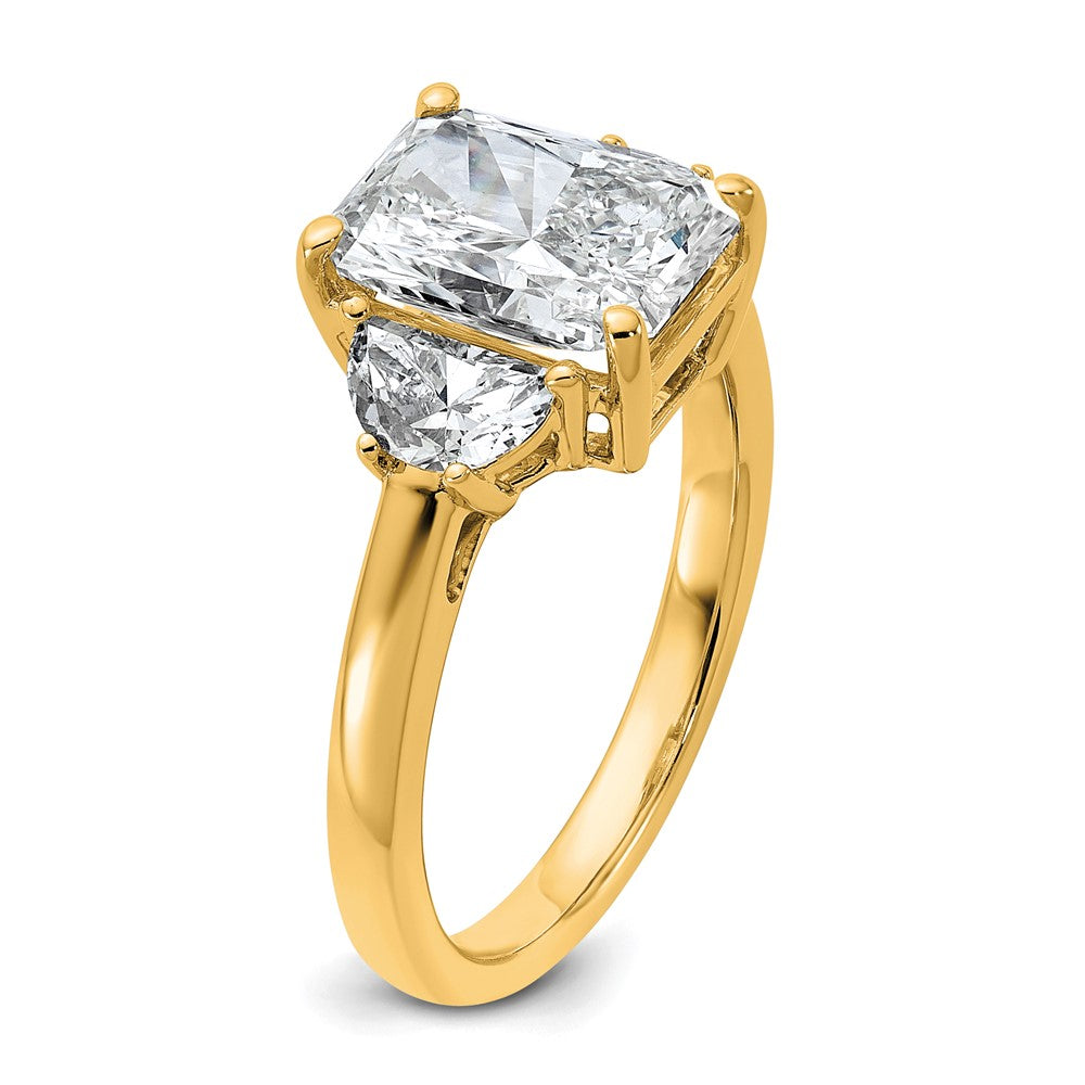 14k 3 1/8ct Cert Lab Grown Dia VS/SI+ G+ Radiant&1/2 Moon Comp Eng Ring