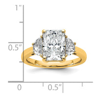 14k 3 1/8ct Cert Lab Grown Dia VS/SI+ G+ Radiant&1/2 Moon Comp Eng Ring