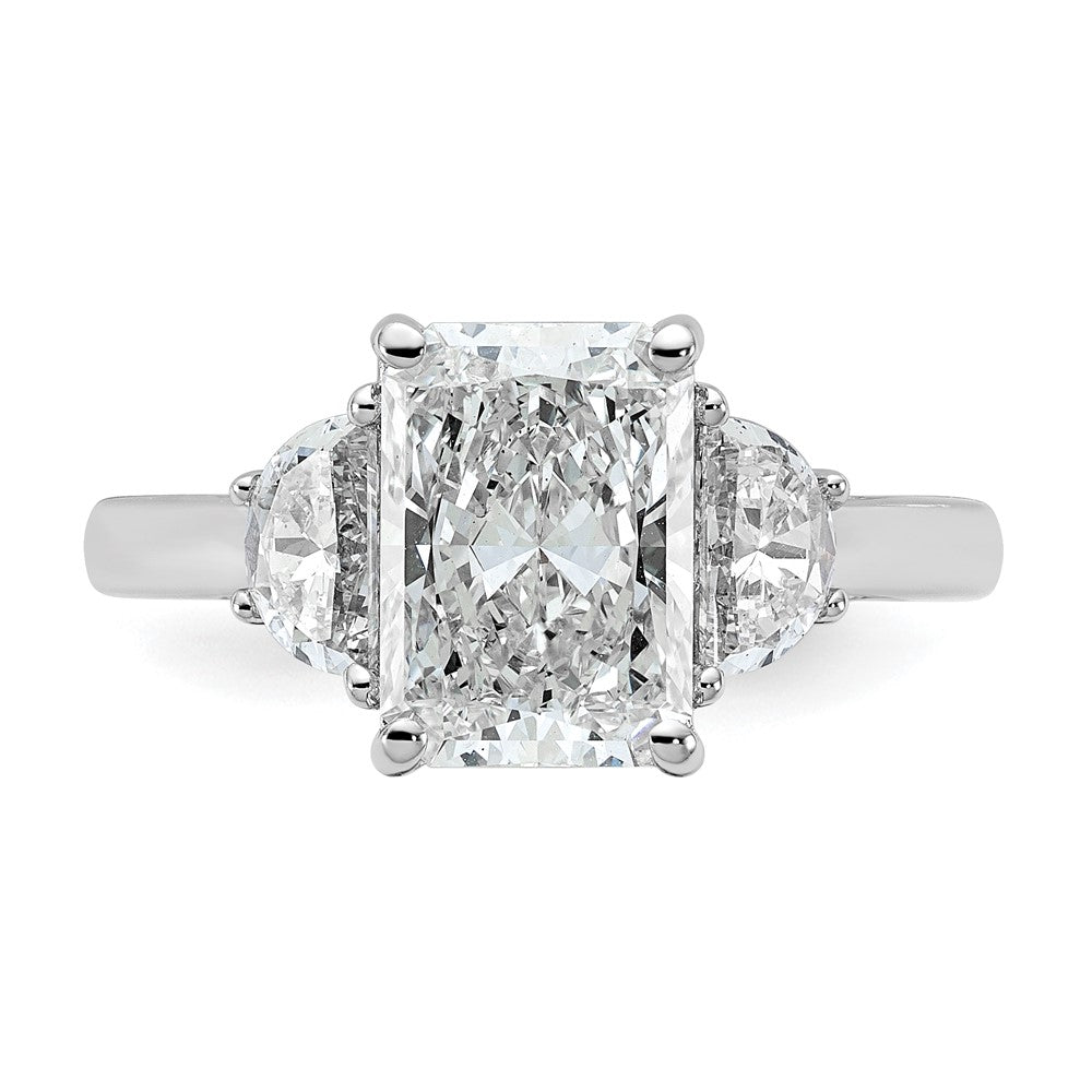 14kw 5/8ct Lab Grown Dia VS/SI+ G+ 1/2 Moon 2 1/2ct Radiant Semi Eng Ring