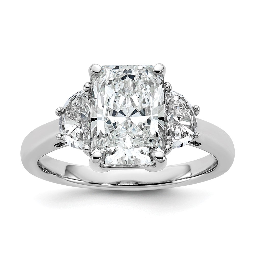 14kw 5/8ct Lab Grown Dia VS/SI+ G+ 1/2 Moon 2 1/2ct Radiant Semi Eng Ring