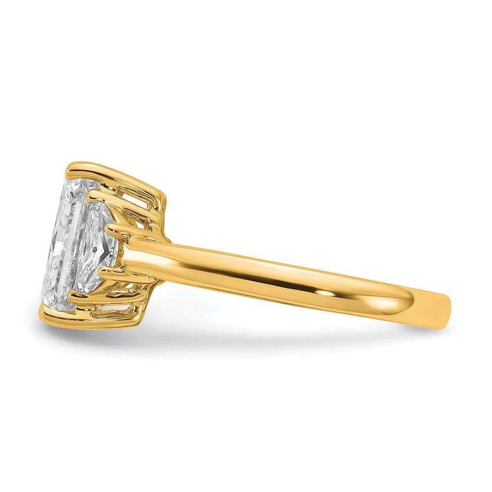 14k 5/8ct Lab Grown Dia VS/SI+ G+ 1/2 Moon 2 1/2ct Radiant Semi Eng Ring
