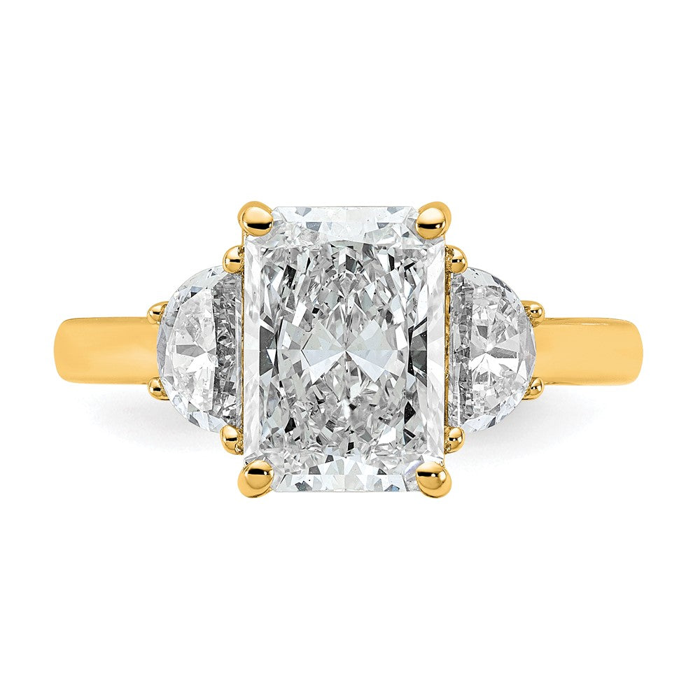 14k 5/8ct Lab Grown Dia VS/SI+ G+ 1/2 Moon 2 1/2ct Radiant Semi Eng Ring