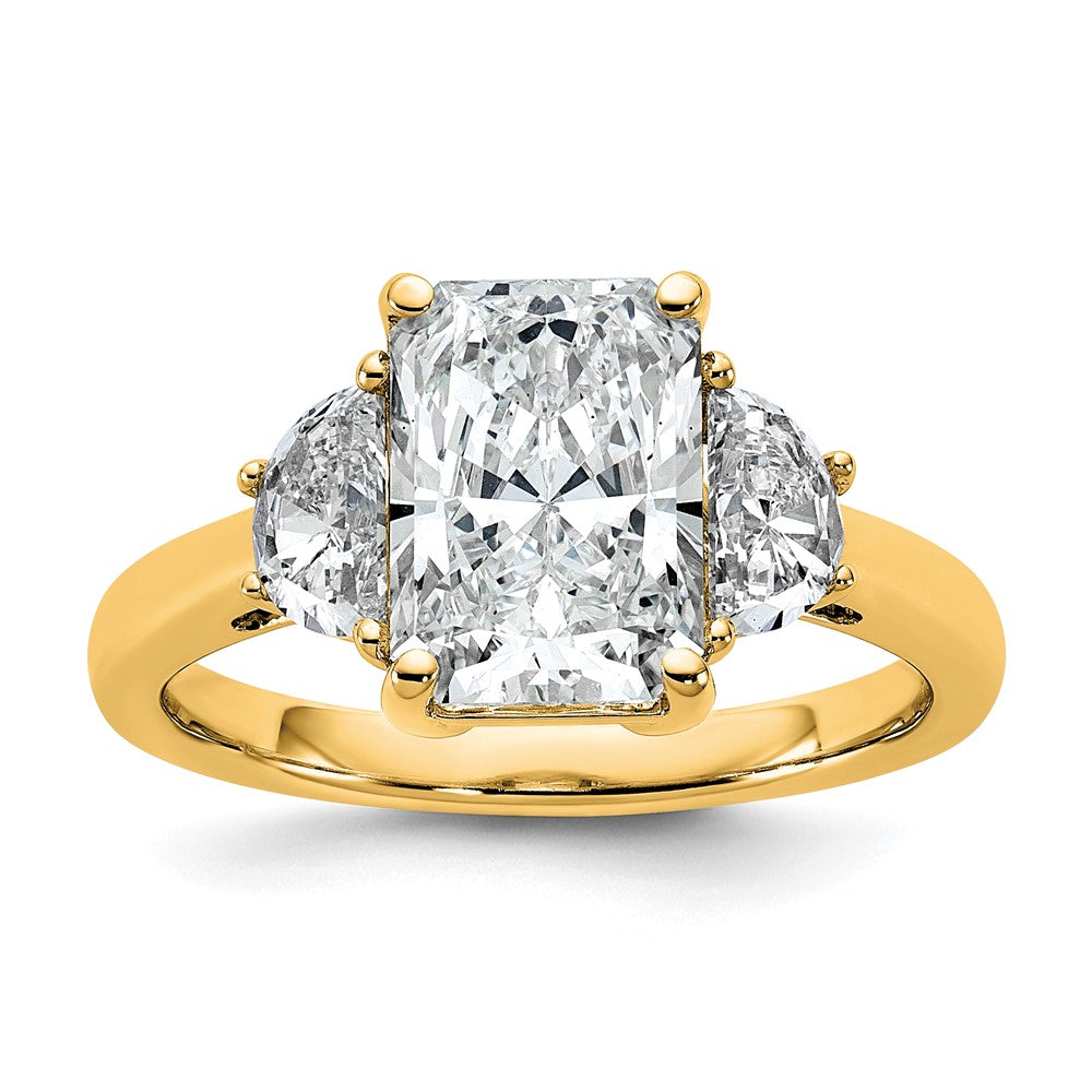 14k 5/8ct Lab Grown Dia VS/SI+ G+ 1/2 Moon 2 1/2ct Radiant Semi Eng Ring
