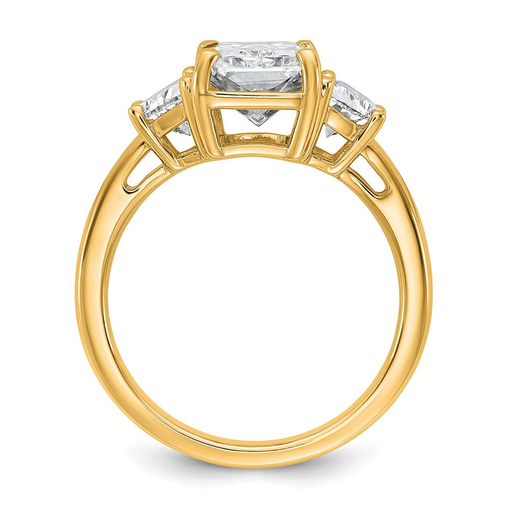 14k 4ct Cert Lab Grown Dia VS/SI+ G+ Radiant&1/2 Moon Comp Eng Ring