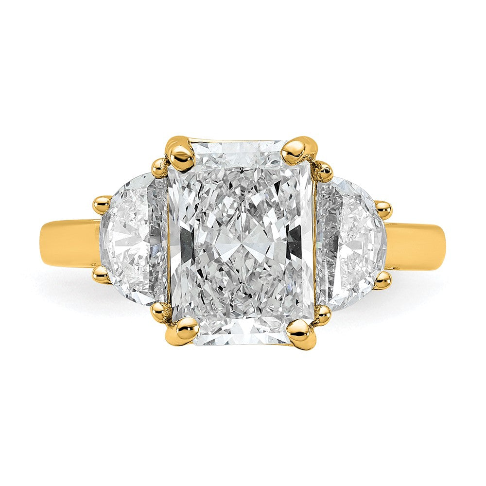 14k 4ct Cert Lab Grown Diamond VS+ F+ Radiant&1/2 Moon Comp Eng Ring