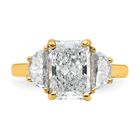 14k 4ct Cert Lab Grown Diamond VS+ F+ Radiant&1/2 Moon Comp Eng Ring