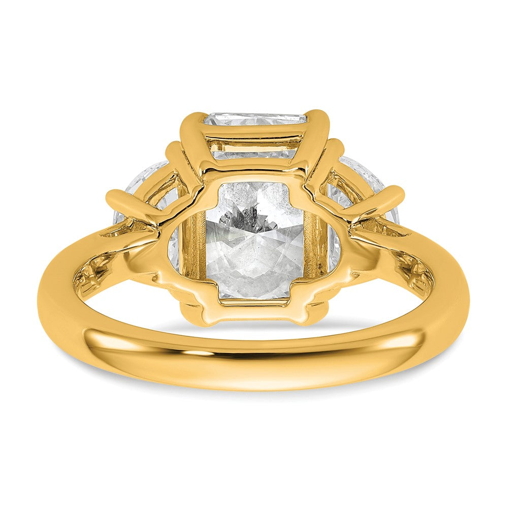 14k 4ct Cert Lab Grown Diamond VS+ F+ Radiant&1/2 Moon Comp Eng Ring