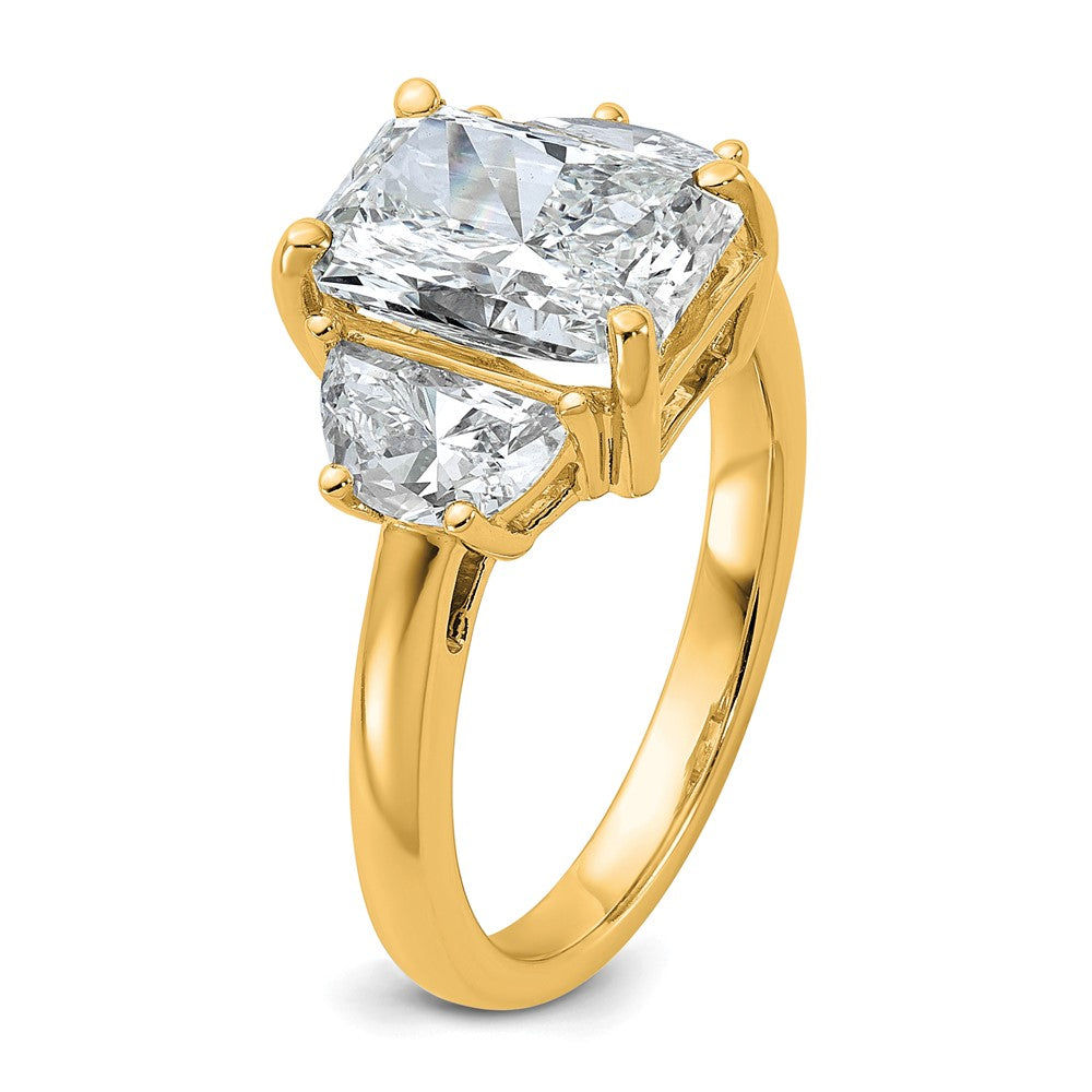 14k 4ct Cert Lab Grown Diamond VS+ F+ Radiant&1/2 Moon Comp Eng Ring