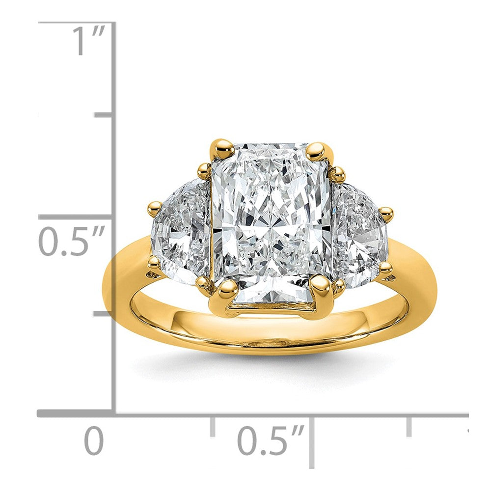 14k 4ct Cert Lab Grown Diamond VS+ F+ Radiant&1/2 Moon Comp Eng Ring