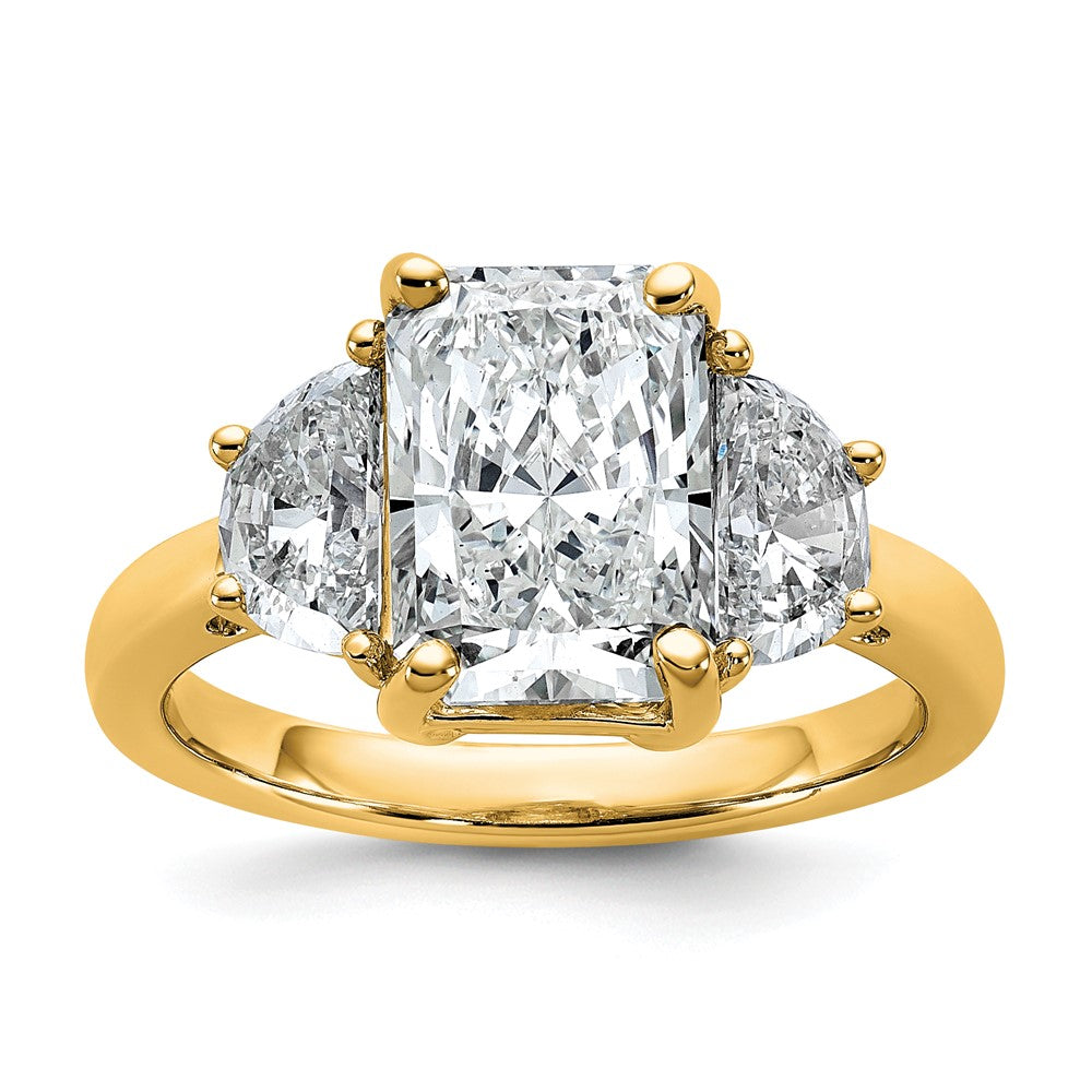 14k 4ct Cert Lab Grown Diamond VS+ F+ Radiant&1/2 Moon Comp Eng Ring