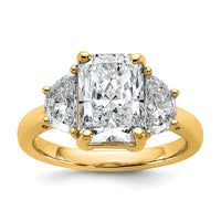 14k 4ct Cert Lab Grown Diamond VS+ F+ Radiant&1/2 Moon Comp Eng Ring
