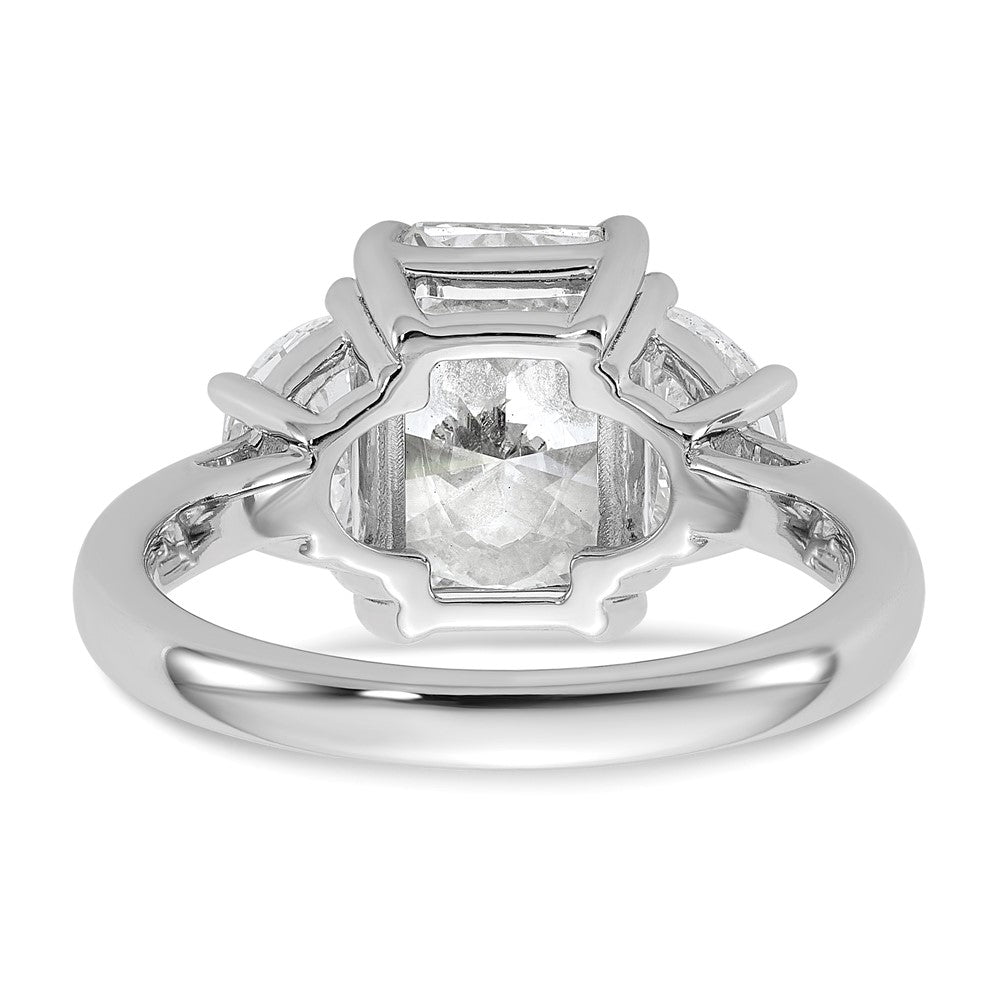 14kw 1ct Lab Grown Diamond VS+ F+ 1/2 Moon 3ct Radiant Semi Eng Ring