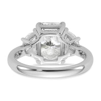 14kw 1ct Lab Grown Diamond VS+ F+ 1/2 Moon 3ct Radiant Semi Eng Ring