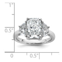 14kw 1ct Lab Grown Diamond VS+ F+ 1/2 Moon 3ct Radiant Semi Eng Ring