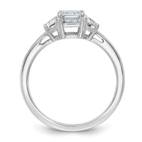 14kw 1 3/8ct Cert Lab Grown Dia VS+ F+ Emerald & 1/2 Moon 3 Stone Eng Ring