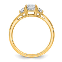 14k 1 3/8ct Cert Lab Grown Dia VS/SI+ G+ Emerald&1/2 Moon 3Stone Eng Ring