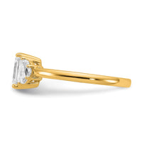 14k 1 3/8ct Cert Lab Grown Dia VS/SI+ G+ Emerald&1/2 Moon 3Stone Eng Ring