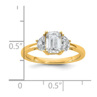 14k 1 3/8ct Cert Lab Grown Dia VS/SI+ G+ Emerald&1/2 Moon 3Stone Eng Ring