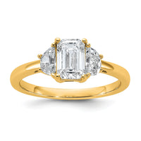 14k 1 3/8ct Cert Lab Grown Dia VS/SI+ G+ Emerald&1/2 Moon 3Stone Eng Ring