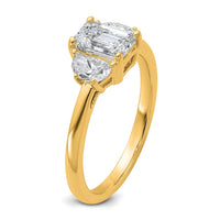 14k 3/8ct Lab Grown Dia VS/SI+ G+ Semi Emerald & 1/2 Moon 3 Stone Eng Ring