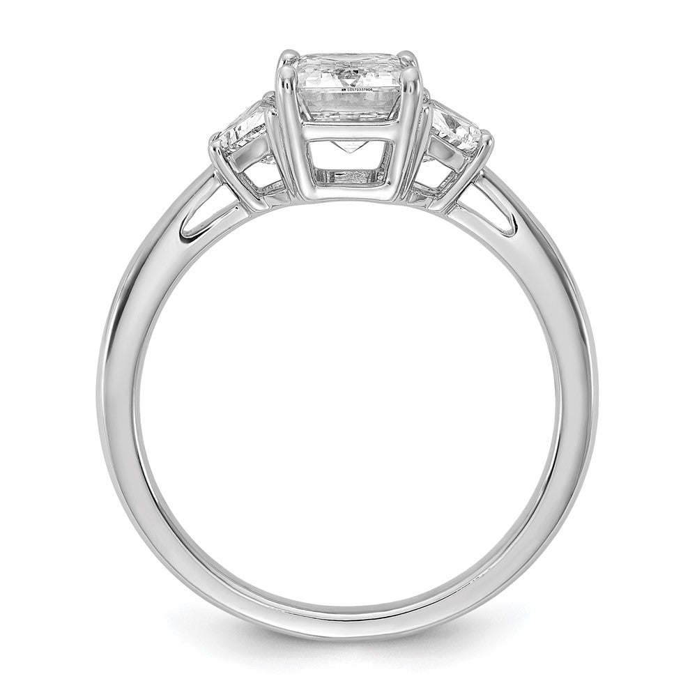 14kw 1/2ct Lab Grown Dia VS/SI+ G+ Semi Emerald&1/2 Moon 3Stone Eng Ring