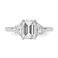 14kw 1/2ct Lab Grown Dia VS+ F+ Semi Emerald & 1/2 Moon 3 Stone Eng Ring