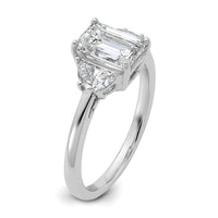 14kw 1/2ct Lab Grown Dia VS/SI+ G+ Semi Emerald&1/2 Moon 3Stone Eng Ring