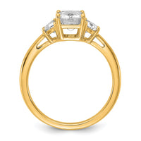 14k 1/2ct Lab Grown Dia VS/SI+ G+ Semi Emerald & 1/2 Moon 3 Stone Eng Ring