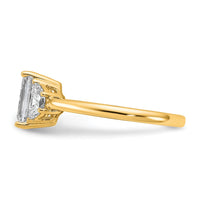 14k 1/2ct Lab Grown Dia VS/SI+ G+ Semi Emerald & 1/2 Moon 3 Stone Eng Ring