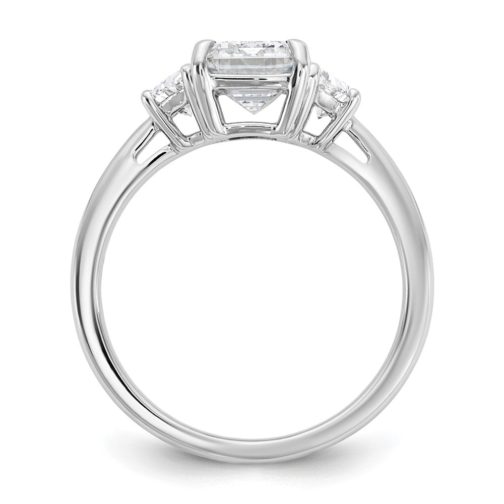 14kw 1/2ct Lab Grown Dia VS/SI+ G+ Semi Emerald&1/2 Moon 3Stone Eng Ring
