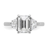 14kw 1/2ct Lab Grown Dia VS/SI+ G+ Semi Emerald&1/2 Moon 3Stone Eng Ring
