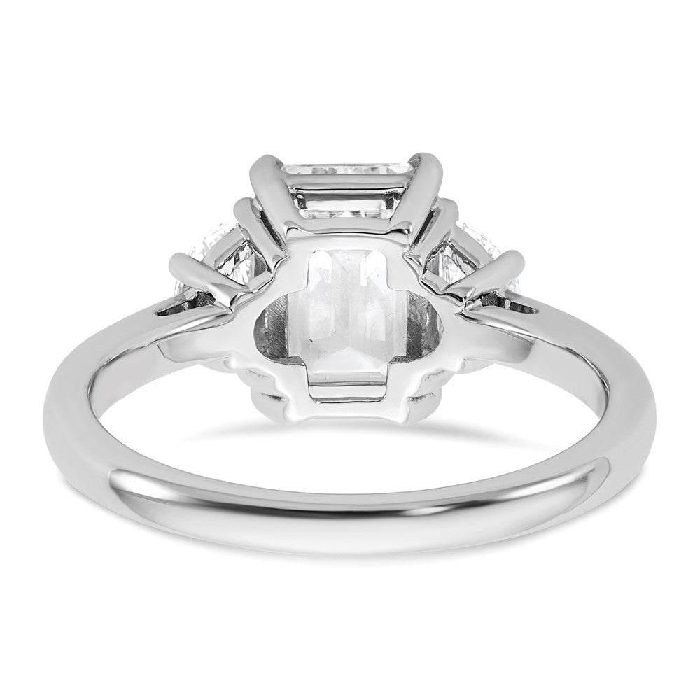 14kw 1/2ct Lab Grown Dia VS/SI+ G+ Semi Emerald&1/2 Moon 3Stone Eng Ring