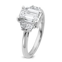 14kw 1/2ct Lab Grown Dia VS/SI+ G+ Semi Emerald&1/2 Moon 3Stone Eng Ring