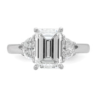 14kw 5/8ct Lab Grown Dia VS+ F+ Semi Emerald & 1/2 Moon 3 Stone Eng Ring