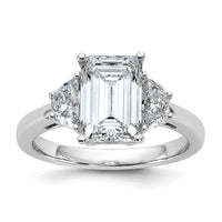 14kw 5/8ct Lab Grown Dia VS+ F+ Semi Emerald & 1/2 Moon 3 Stone Eng Ring