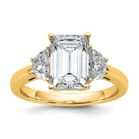 14k 5/8ct Lab Grown Dia VS+ F+ Semi Emerald & 1/2 Moon 3 Stone Eng Ring