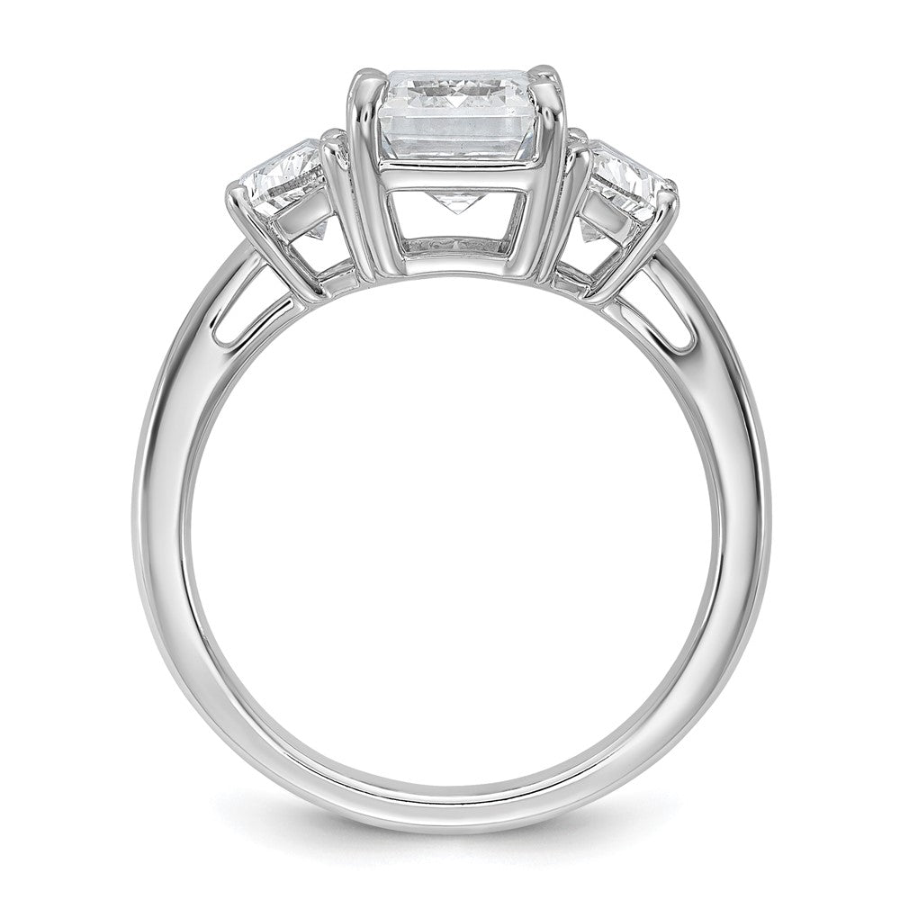 14kw 1ct Lab Grown Dia VS+ F+ Semi Emerald & 1/2 Moon 3 Stone Eng Ring