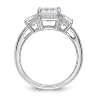 14kw 1ct Lab Grown Dia VS+ F+ Semi Emerald & 1/2 Moon 3 Stone Eng Ring
