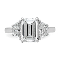14kw 1ct Lab Grown Dia VS+ F+ Semi Emerald & 1/2 Moon 3 Stone Eng Ring