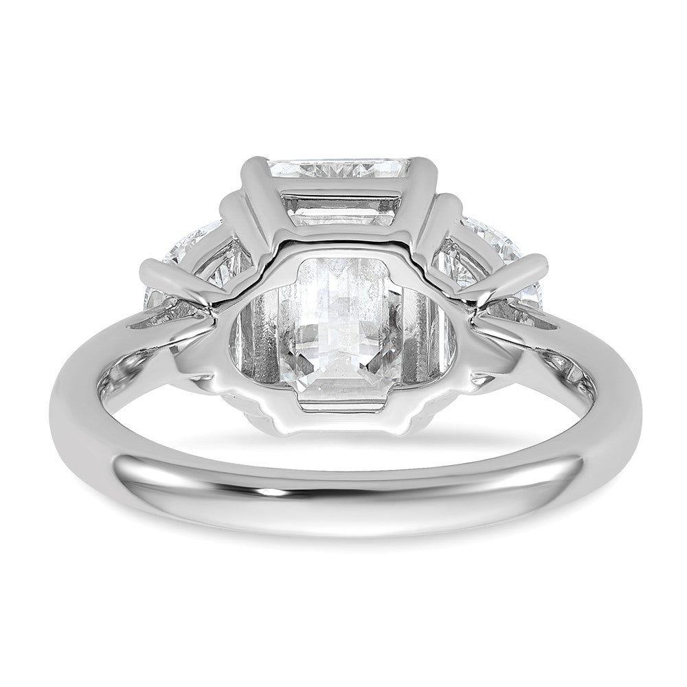 14kw 1ct Lab Grown Dia VS+ F+ Semi Emerald & 1/2 Moon 3 Stone Eng Ring
